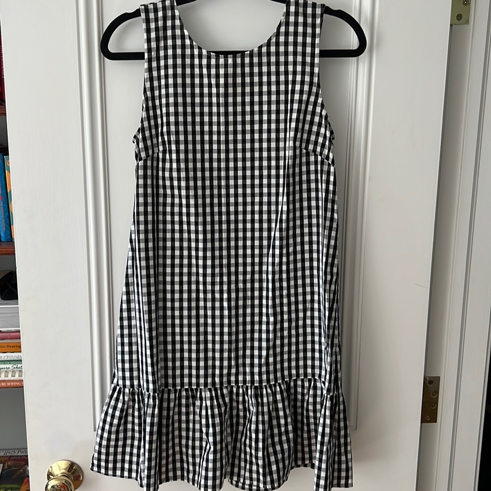 JCrew black gingham tie dress
